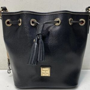 Authentic Dooney & Bourke Black Leather Bucket Drawstring Shoulder Bag